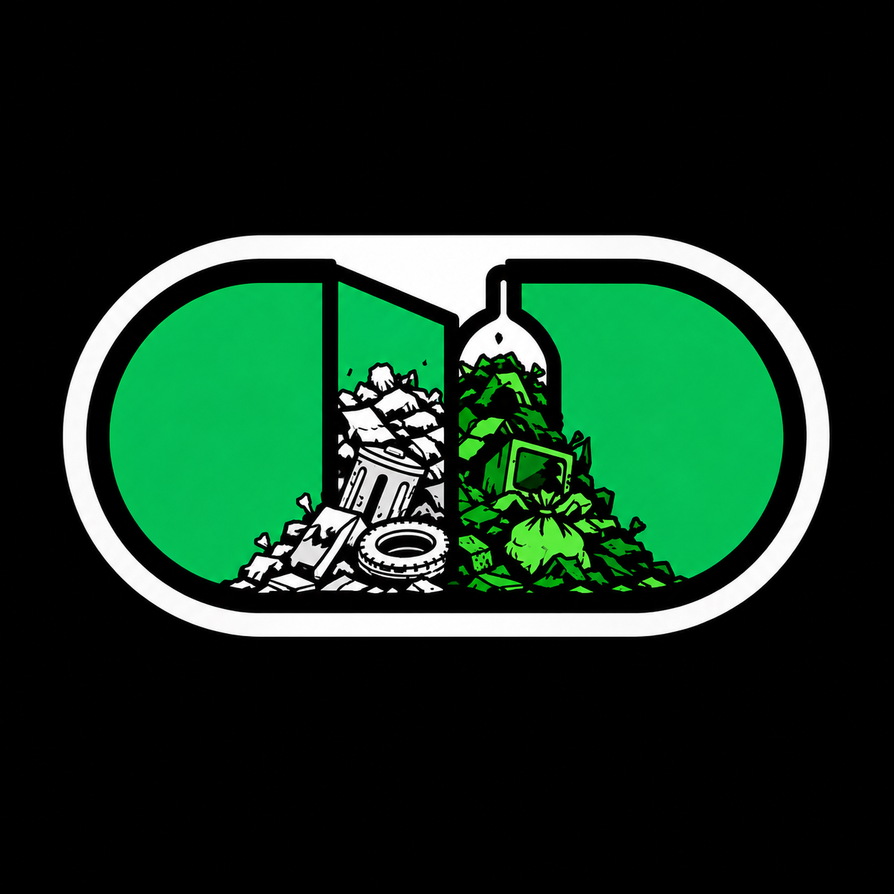 Green Pill Dumpings radioactive pixel artwork